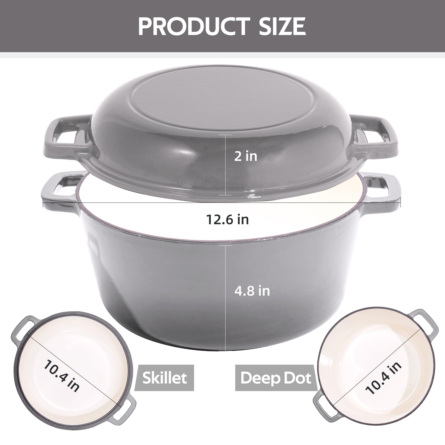 Amazon.co.jp: 2 in 1 エナメル鋳鉄ダッチオーブンポット 6クォート 2